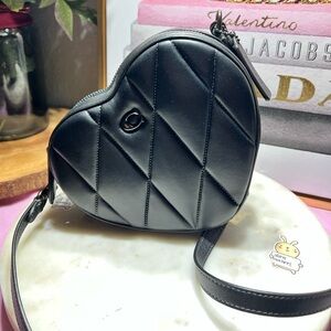 Coach Heart Crossbody Bag With Quilting Black NWOT